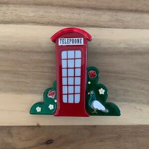 Erstwilder London Calling Brooch telephone booth pin New With Defect 3